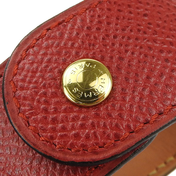 Hermes Hermes Medor Epsom Metal Red Bangle Leather Bangle - Picture 6 of 11